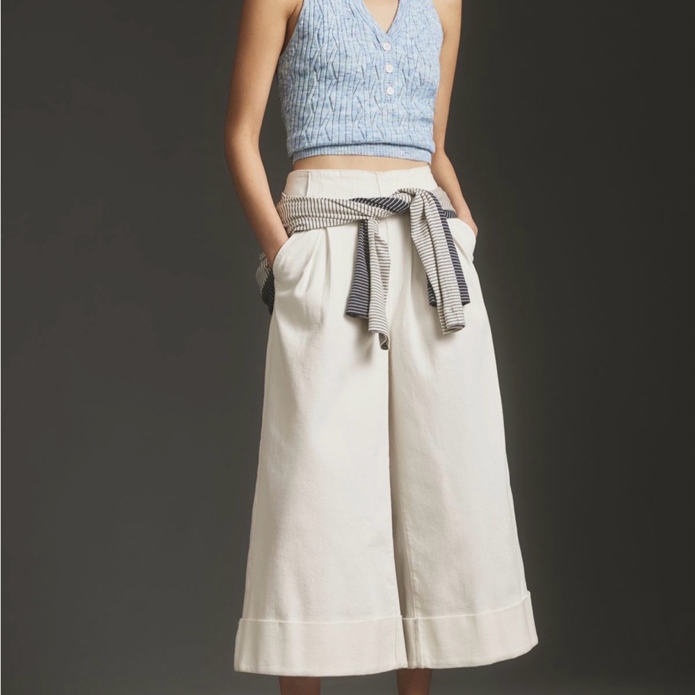 Maeve wide leg pleated high rise jeans